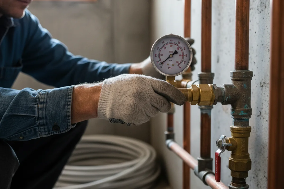 Pressure testing a repaired line during Water Line Repair in Rushsylvania